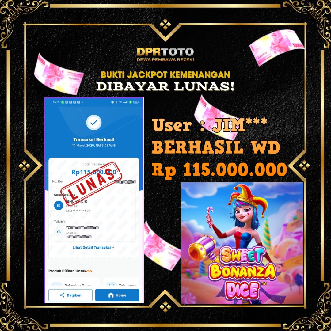 KEMENANGAN BESAR JACKPOT SLOT BONANZA DICE WD 115.000.000 - LUNAS